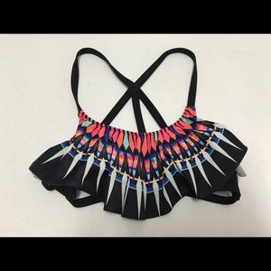 Victoria secret pink flounce ruffle swim top XS